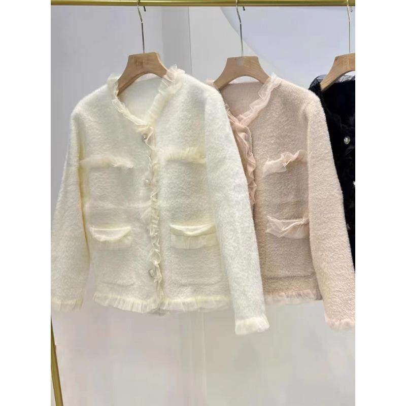 

Кардиган в язаний з імітації норки, весна, новий, вільний, з сітчастими вставками, куртка-светр жіноча one size fits all рожевий