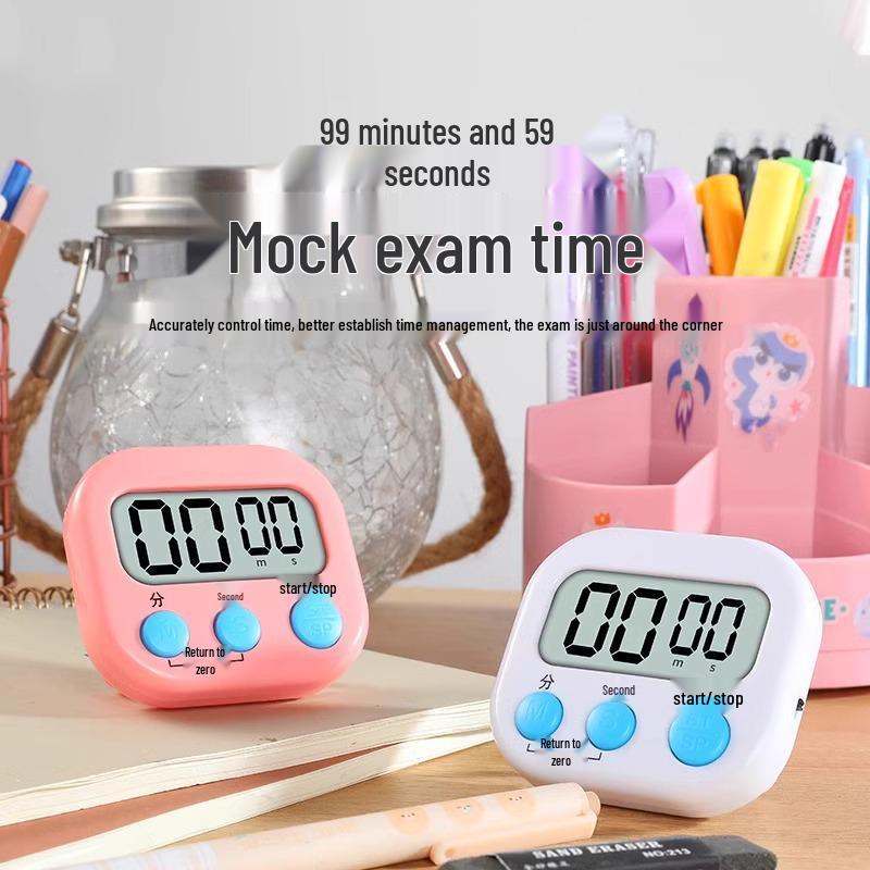 Electronic Kitchen Timer & Study Alarm Clock – Loud Countdown Reminder for Baking & Self-Discipline