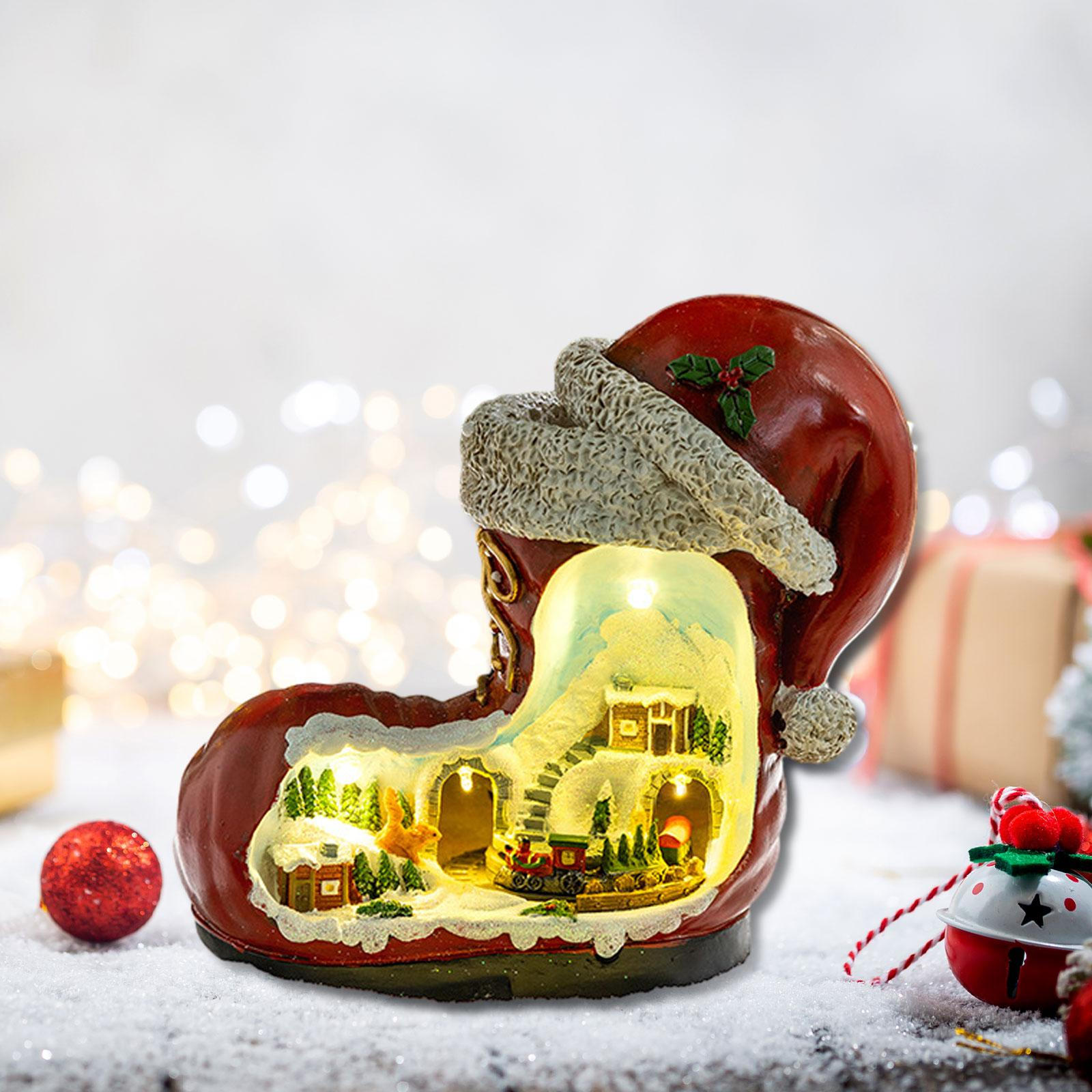 

Christmas Music Box with Lights Statue Seasonal Collectible Ornament Resin Unique Decoration