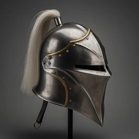 Medieval Barbuta Helmet With Plum Perfect for Renaissance Fair, Cosplay, LARP, Halloween Costume Authentic Steel Armor Replica