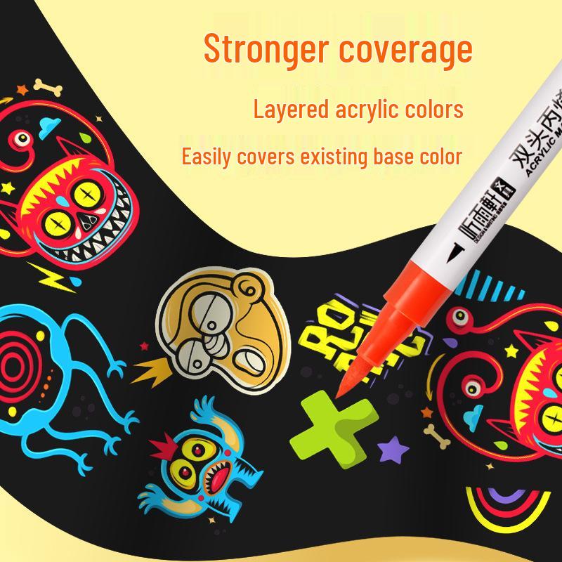 Tingyuxuan 207 Double-Ended Acrylic Marker: Water-Based, Waterproof, DIY Graffiti Pen for Kids and Students