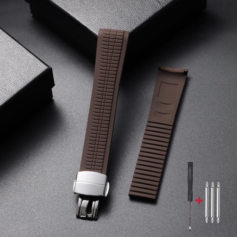 Cinturino per Orologio con Estremità Curva 21mm per Patek Philippe Serie Aquanaut 5164/5167 Impermeabile Anti-Polvere in Gomma Braccialetti in Silicone
