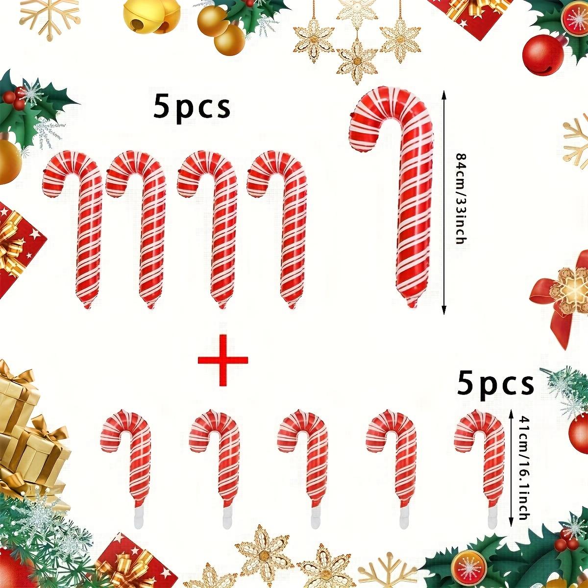 

10Pcs Christmas Cane Hotel Shopping Mall Indoor Party Supplies Christmas Aluminum Foil Balloon Handheld Photo Set As The Picture