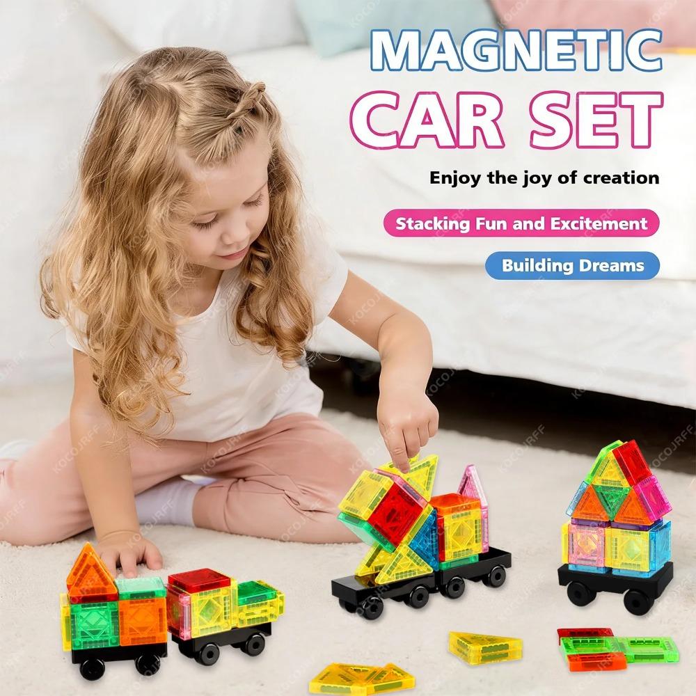 Mini Magnetic Building Blocks Toy with Small Car, Educational Toy for Children, Building Toy, Birthday Gift for Boys and Girls