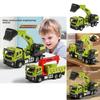 Crane Cement Pump Truck Excavator Vehicle Model Set With Alloy Front For Kids Construction Play Toys