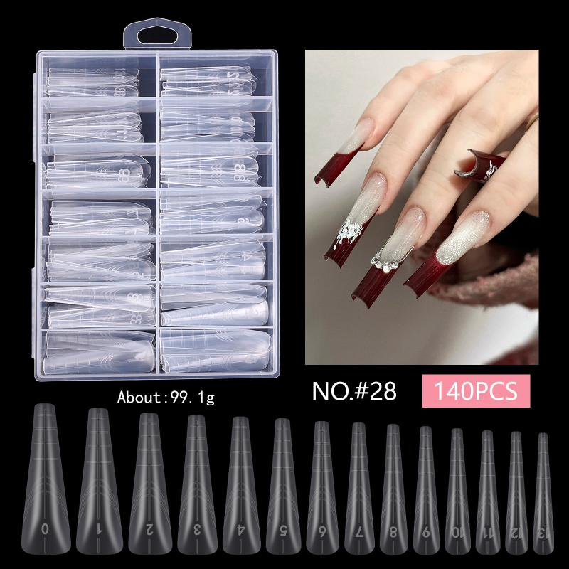 Eagle'S Talon 120/140 Pcs Short Curved Stiletto False Nail Tips Clear Soft Fake Nails Extensions For Diy Nail Salon Manicure