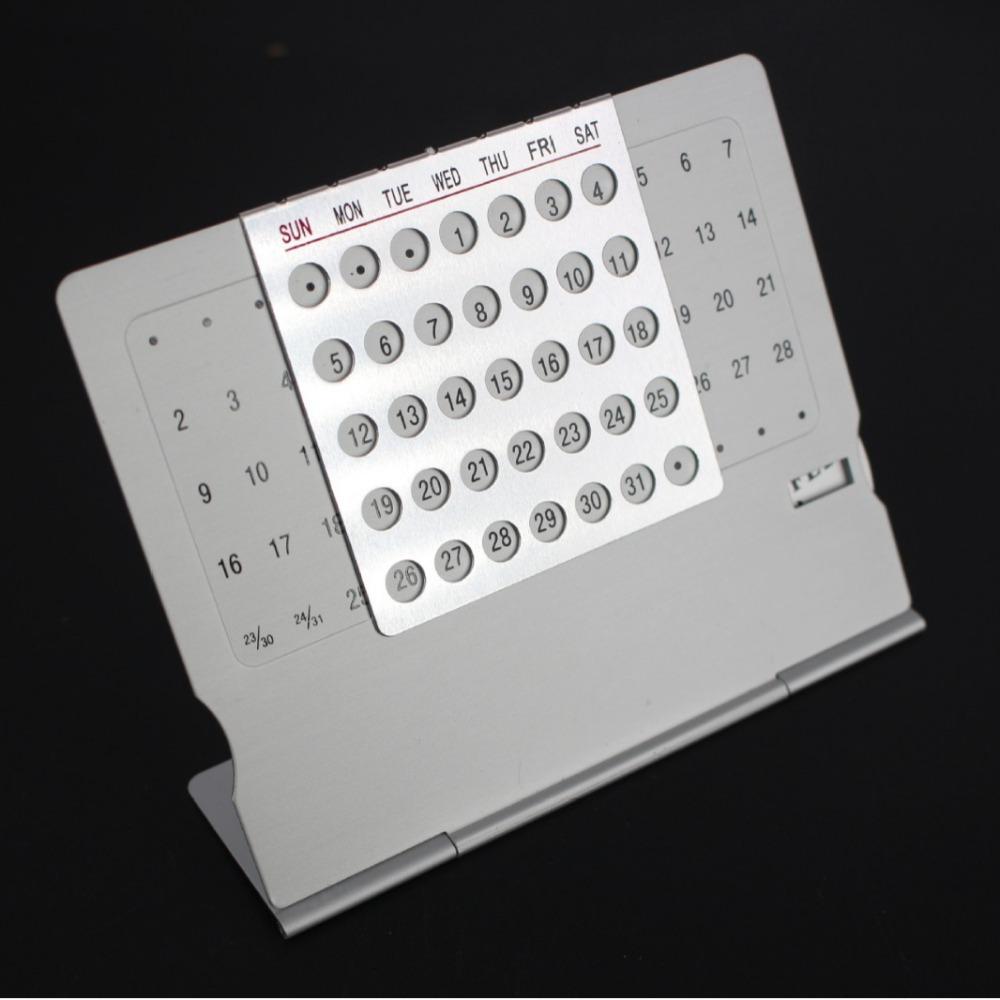 Aluminum Alloy Perpetual Calendar Mini Standing Monthly Desktop Calendar  Home