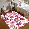 White Pink Magenta Floral Area Rug for Living Room Bedroom Cheerful Modern Home Decor Soft Non Slip Washable Floor Mat