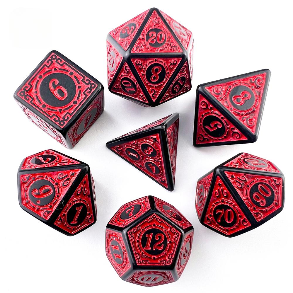 Dice Collection Polyhedral Dice High Quality Plastic Dice Collection Unique Pattern Stunning Classic Style Font Style Ideal for Role Playing Games
