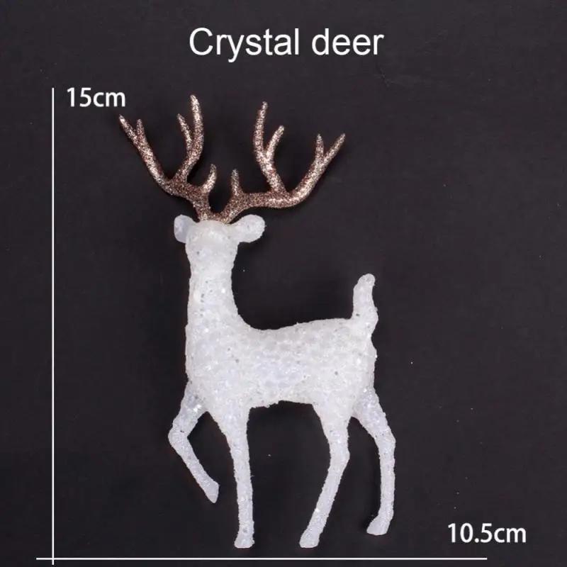 Elegant Crystal Elk Shinny Glitter Deer Gold Stand Reindeer Figurines Christmas Pendants DIY Cake Home Pretty Tabletop Ornaments