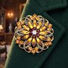 Vintage Flower Brooch Hollow Rhinestone Brooch, Floral Lapel Pin for Fashion Jewelry Women, Bling Badge Clothing Accessories Secure