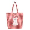 Checkered Embroidered Puppy Printed Canvas Shoulder Bag Outdoor Crossbody Bag