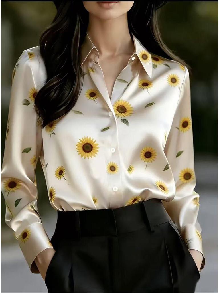 European & American Women's Floral Retro Long Sleeve French Shirt 2026 Design