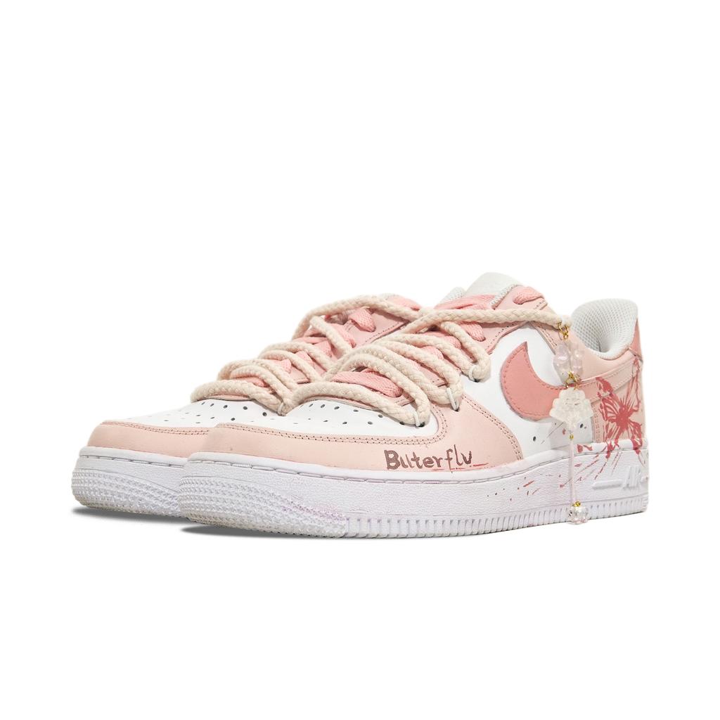Nike Air Force 1 Abrasion Resistant Slip Resistant Low top Skateboard Shoes Women's Pink White DD8959-100(Team546-)