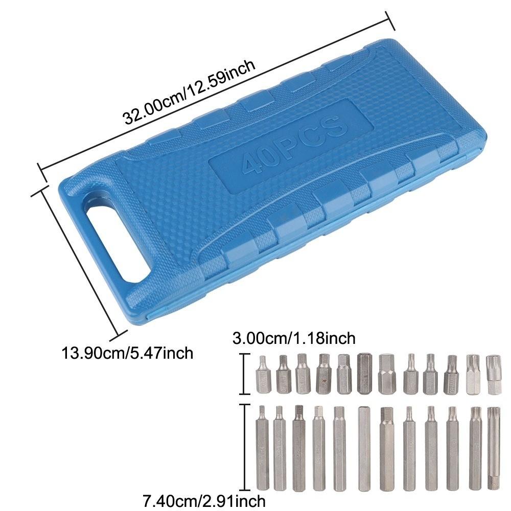 40pcs CHROME VANADIUM Batch Head Set Hexagonal with Storage Box Wrench Set Hex Socket Head Socket Bit Sets Car Repair