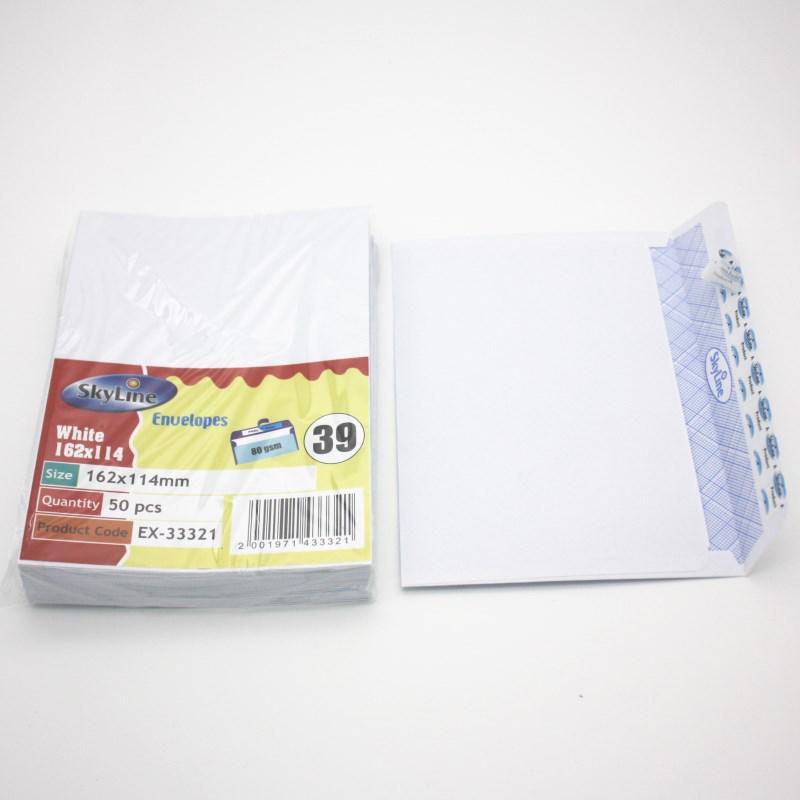 C6 White Envelope 114x162mm, 80g Double Offset Paper with Release Liner, Skyline Design