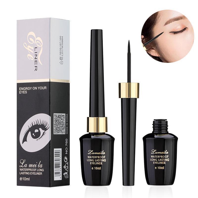 Wasserdichter & Schweißfester Flüssiger Eyeliner Stift, Langanhaltend Wischfest, Mehrspezifikations-Set mit Augenbrauenstift & Mascara & Fixierspray
