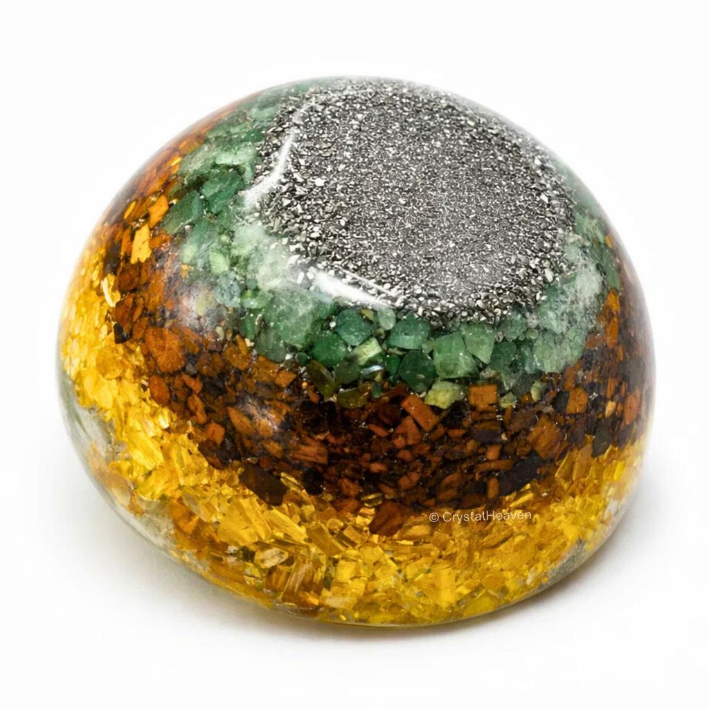 Crystal Heaven Dhan YOG Bowl for Vastu with Certified Pyrite Citrine Green Aventurine Tiger Eye - Healing Crystal Bowl for Home Decor and Wealth