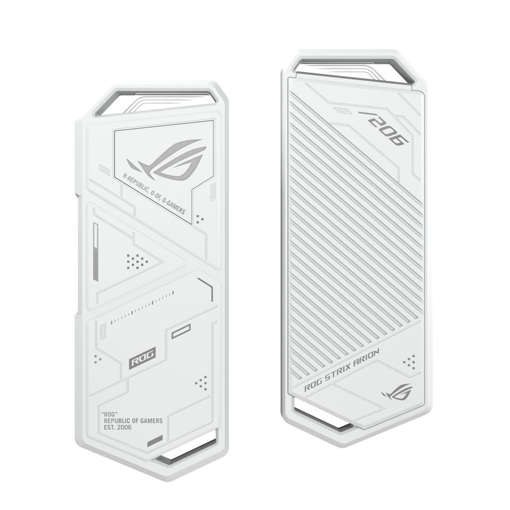 ASUS ROG STRIX ARION White Edition NVMe External SSD Case Installation To C To A Cables Thermal Pad Included Aura Sync Compatible / M.2 / Tool-less /