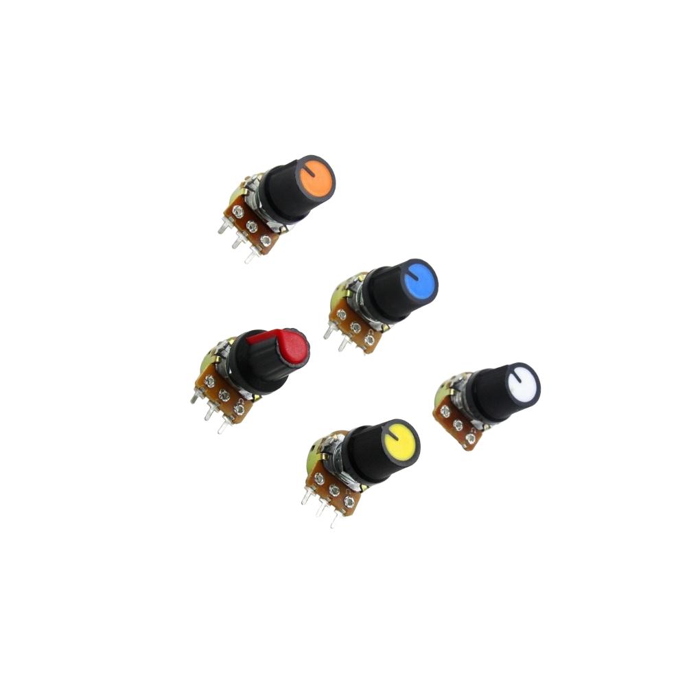 10PCS 15mm For WH148 Knurled Shaft 3 Terminals Linear Rotary Potentiometer Kit Includes Washers And Nuts Potentiometer