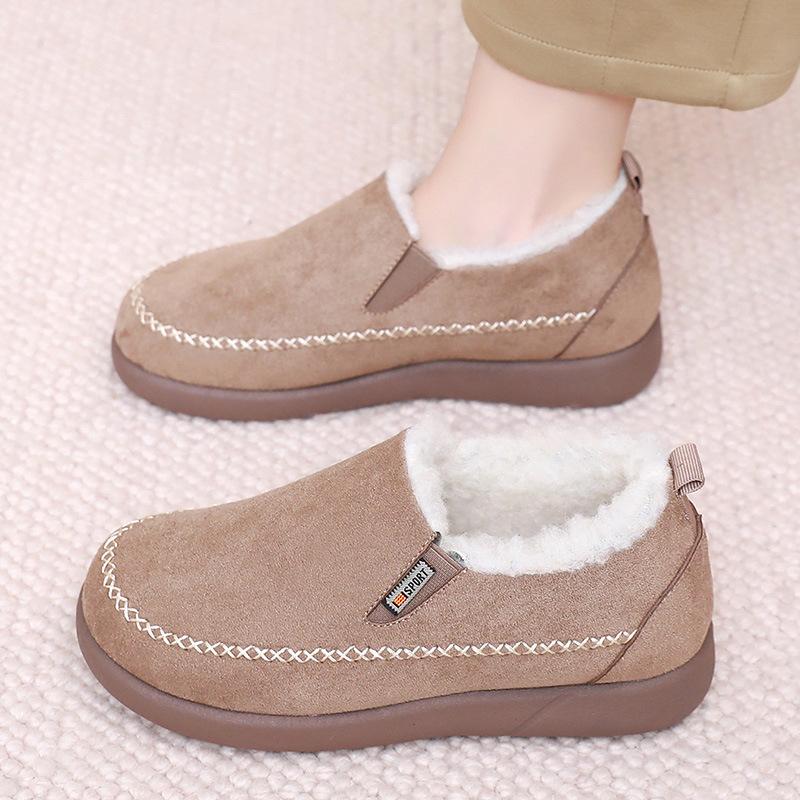 Non-Slip Moccasin Shoes for Women Snow Boots Warm Winter Warm Short Boots Women's Outdoor Fur Lined Faux Suede Fuzzy Fleece Lining Walking Shoes