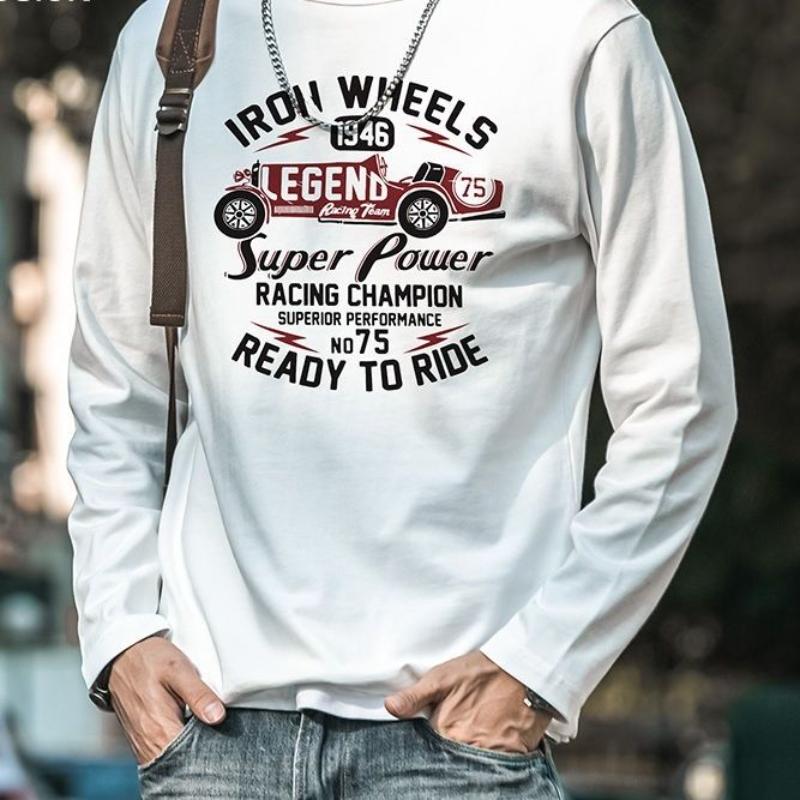 

Pure Cotton Long-sleeved T-shirt Men s Autumn Winter New Korean Style Trendy Fashionable Versatile Loose Bottoming Shirt Top L білий