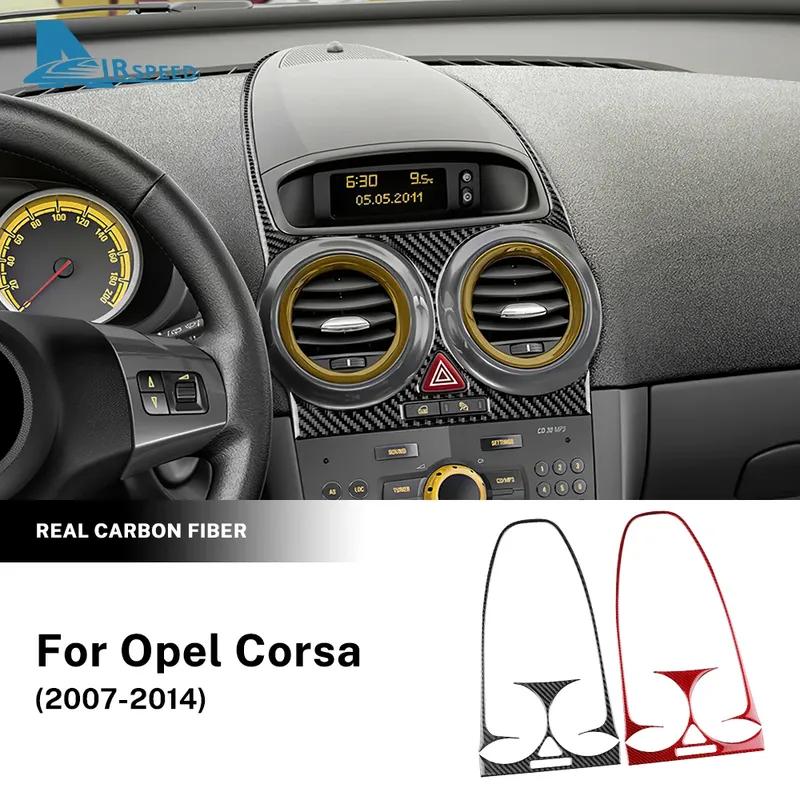 Real Soft Carbon Fiber Sticker For Opel Corsa 2007 2008 2009 2010 2011 2012 2013 2014 Car Central Control Outlet Time Screen