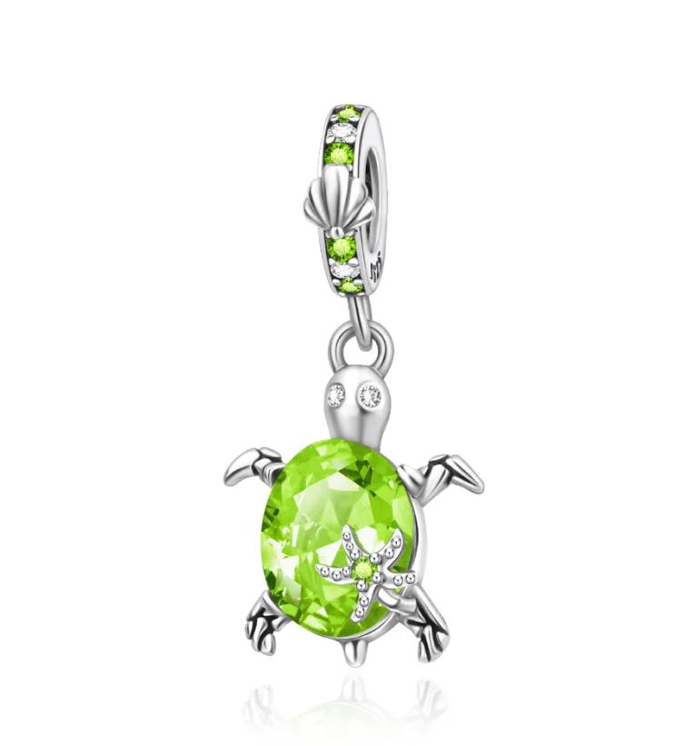 Brand New Summer Murano Glass Sea Turtle Dangle Charm Bead Component Colorful Crystal Pendant Bead Components Compatible With Authentic Original