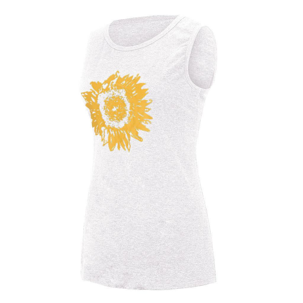 Womens Ladies Summer Sunflower Pattern Loose Round Neck Sleeveless T-shirt