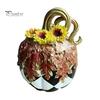 Halloween Pumpkin Decor Black And White Striped Ornament, Retro Style Resin Sturdy Indoor Desktop Decoration Tabletop Centerpiece, Ornament