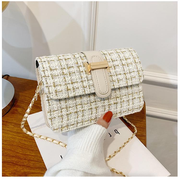 

Textured Women s 2023 Fashion Tweed Crossbody Bag - Stylish Single Shoulder Square Bag белый