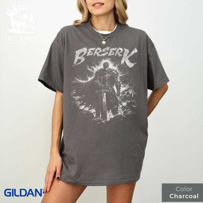 Guts Berserk Shirt Vintage Dark Anime Tee Distressed Swordsman Gift Retro Man M