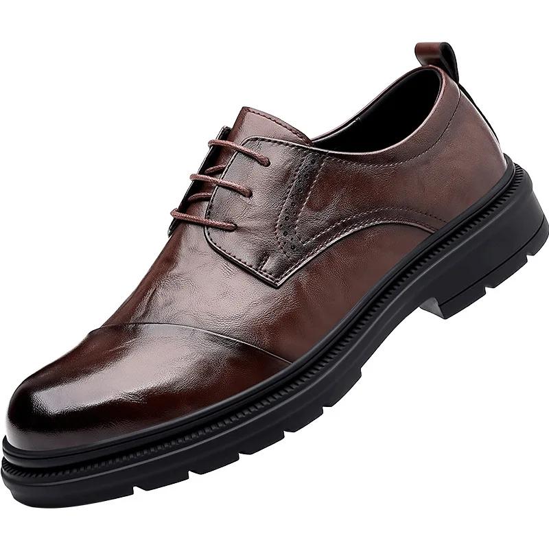 

Европейский и американский модный ретро-стиль, деловые формальные кожаные туфли, новинка 2024 года, универсальные кожаные туфли броги для джентльмена 44 коричневый