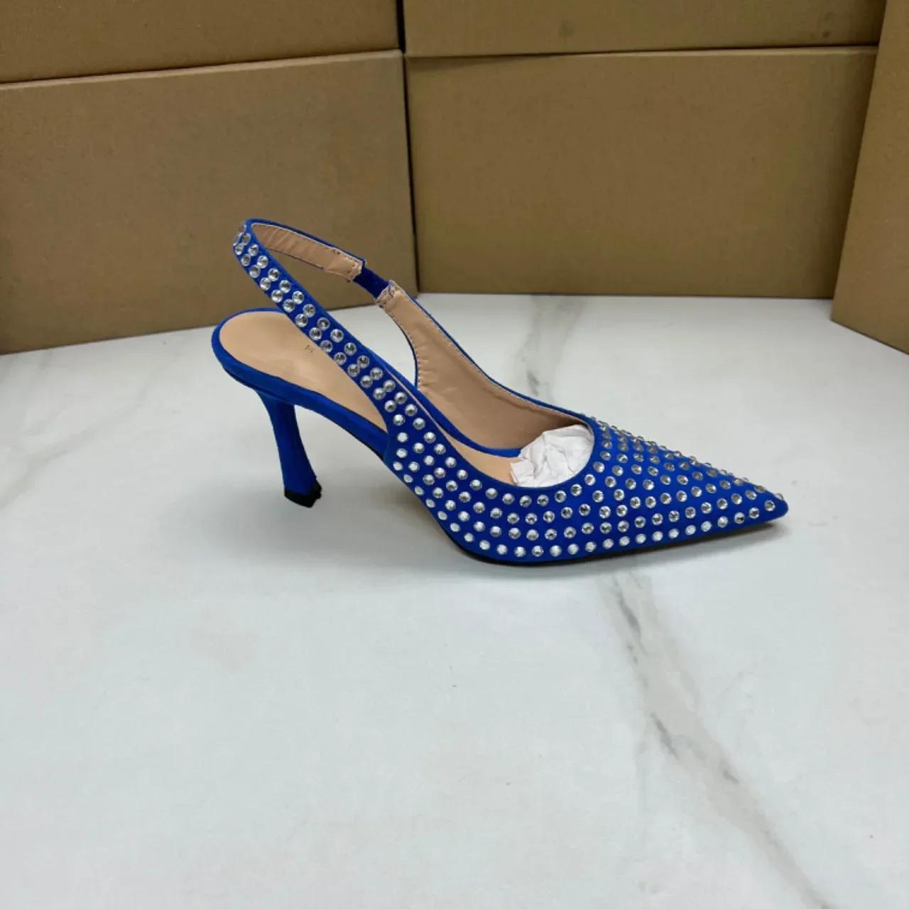 

Fashion Luxury Rhinestones Women Pumps Fashion Wedding Party Elegant Office Sexy Stiletto Pointed Toe High Heeled Shoes for Ladies 41
