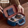 Chinese Wave Hand-held Teapot Tea Set Complete Tea Ceremony Set Teapot And Tea Cup Set Portable Travel Leather Bags Tea Items