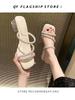 Summer new outer wear square head open-toed high-heeled one-word drag women 2024 elegant rhinestones with skirt thin-heeled cool slippers