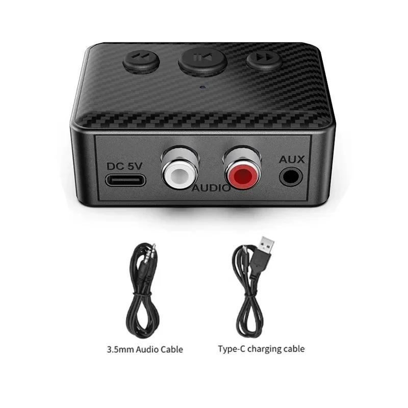 USB Bluetooth 5.4 Audio Receiver Adapter Wireless Stereo Music 3.5mm AUX RCA Support U-Disk Playback For Desktop Speaker Amp