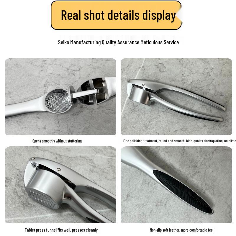 Zinc Alloy Manual Garlic Press & Peeler Kitchen Gadget