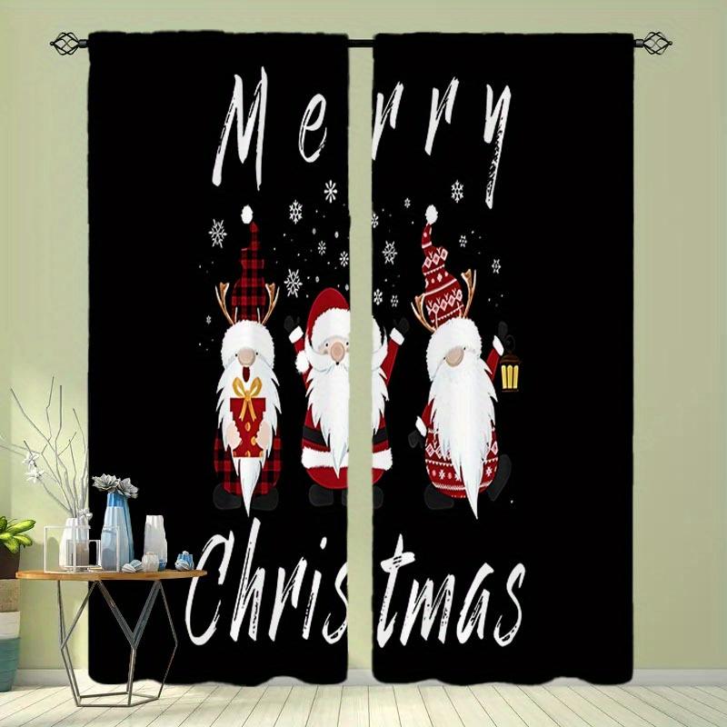 Festive Christmas Printed Drapes Vintage Design Machine Washable Artistic Style  for Livingroom Space Bedchamber Rod Pocket Easy to Hang