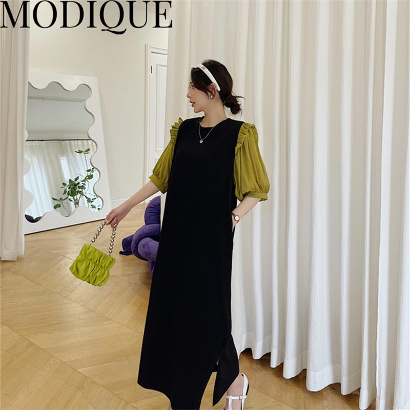 MODIQUE Summer Plus Size New Dress Shirt Women Loose Streetwear Cotton Linen Sweet  Dress - Casual Female Dresses O-Neck Lantern Sleeve