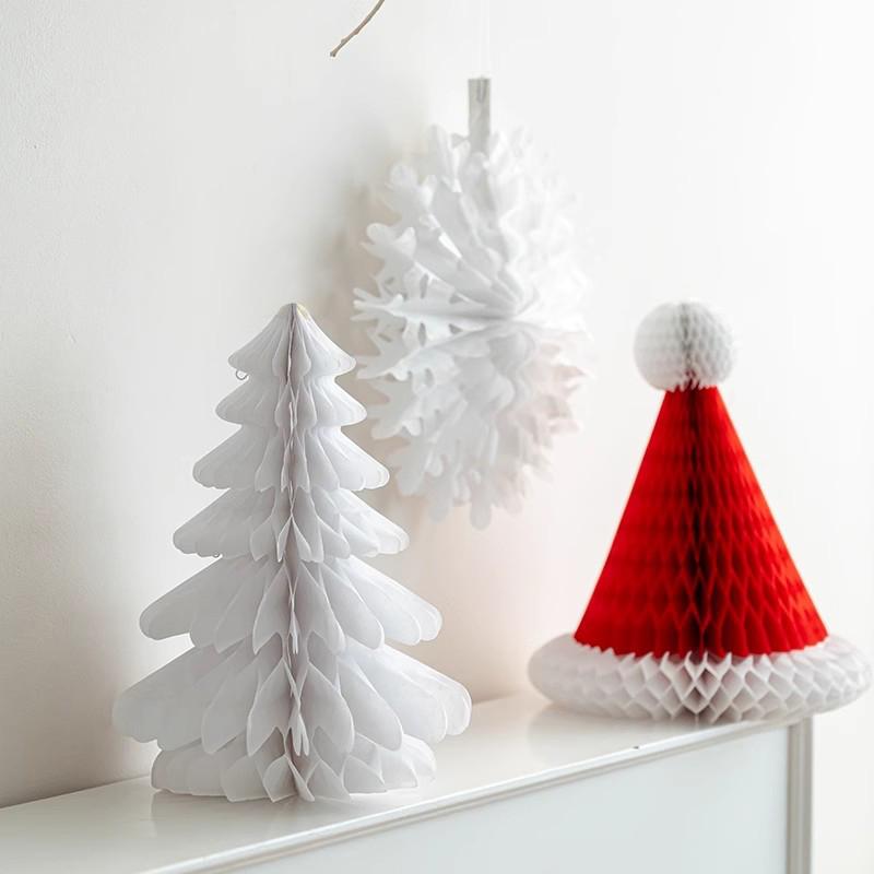 2026 Christmas Tree Honeycomb Ball 3D Folding Christmas Tree Ornament Desktop Decoration  for Xmas Navidad Happy New Year Decor