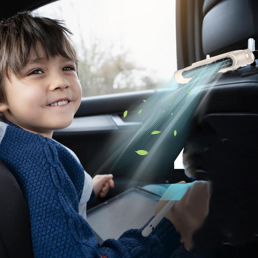 Car St Cooling Fan USB Bladeless Angle 3 Speeds   Quiet Car Hdrest Fan for Outdoor Travel