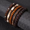 European and American Style Retro Wood Bead Coconut Shell Bracelet Hot-selling Beaded Elastic Set Bracelet Men's Spot