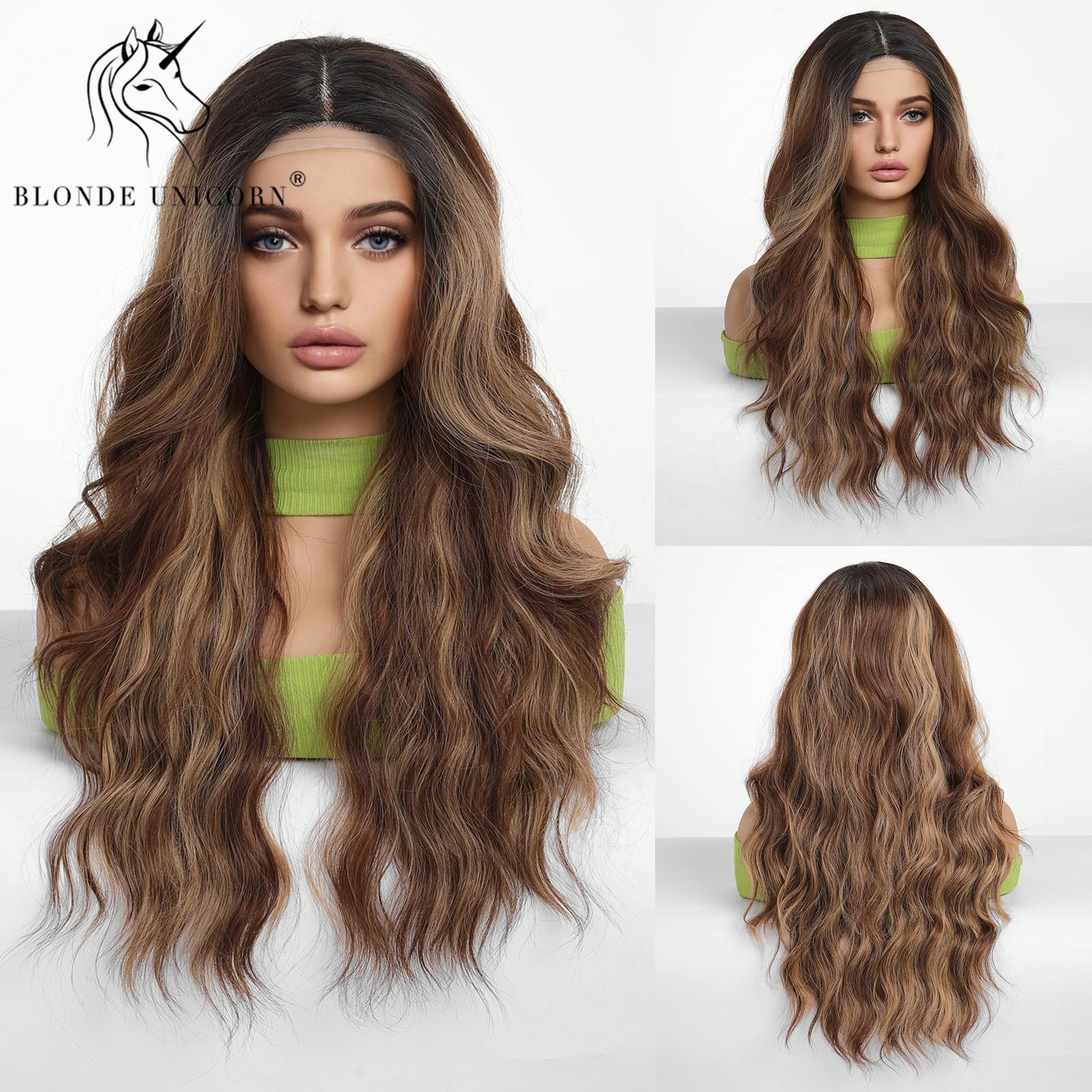 

BLONDE UNICORN Маленький кружевной синтетический парик, волнистые парики для косплея для женщин, повседневное использование, длинные светлые парики, термостойкие волокна волос