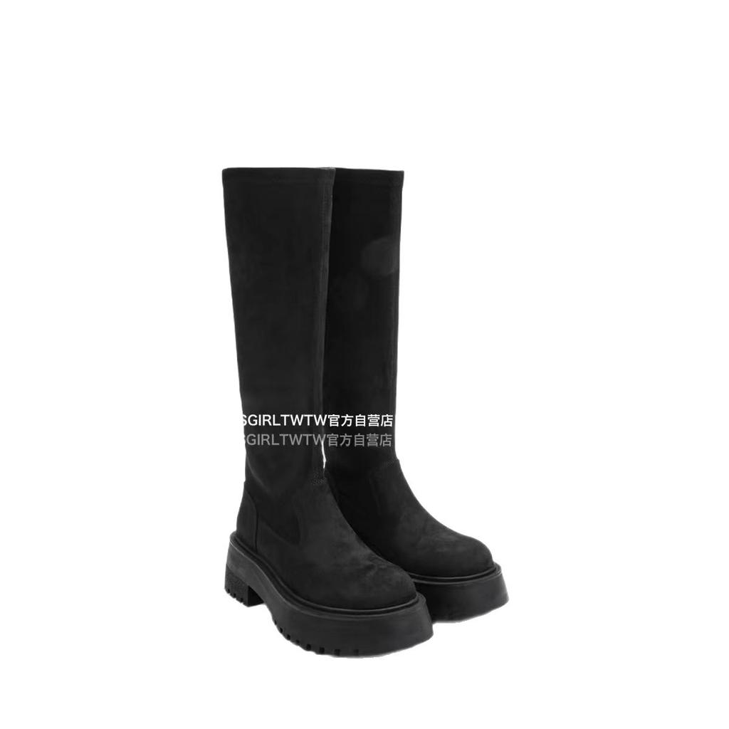Retro tall tube looks thin autumn and winter new boots women's 2025 new models but knee thick-soled thick heel heightening long tube fashion boots
