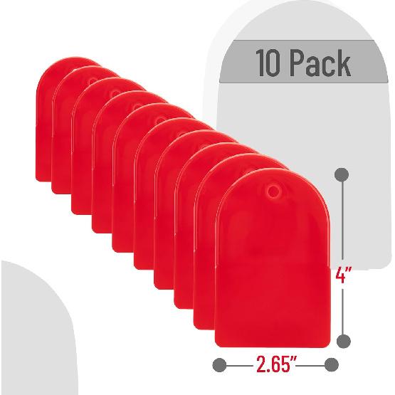 Bates Body Filler Spreader - 2.65 Inch, 10 Pack, Red Plastic, Epoxy Spreader Tool