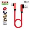 25cm 1m Short Fast Charging Cable Double Elbow 90 Degree USB To Type C Cable for Android Phones Tablet Short Cord Charge Wire