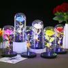 Gold Rose Glass Cover Ornament, Creative Gift for Mother's Day Valentine's Day, Luminous LED Night Light