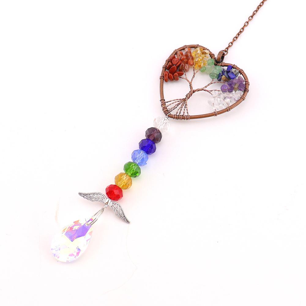 Natural Crushed Stone Tree of Life Crystal Pendant & Sun Catcher Christmas Decoration T131