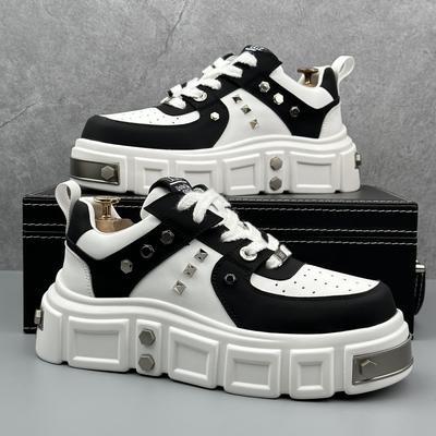 Sneaker Men Designer Rivet White Board Shoes Fashion Casual Leather Breathable Height Increased Flat Platform Shoes
